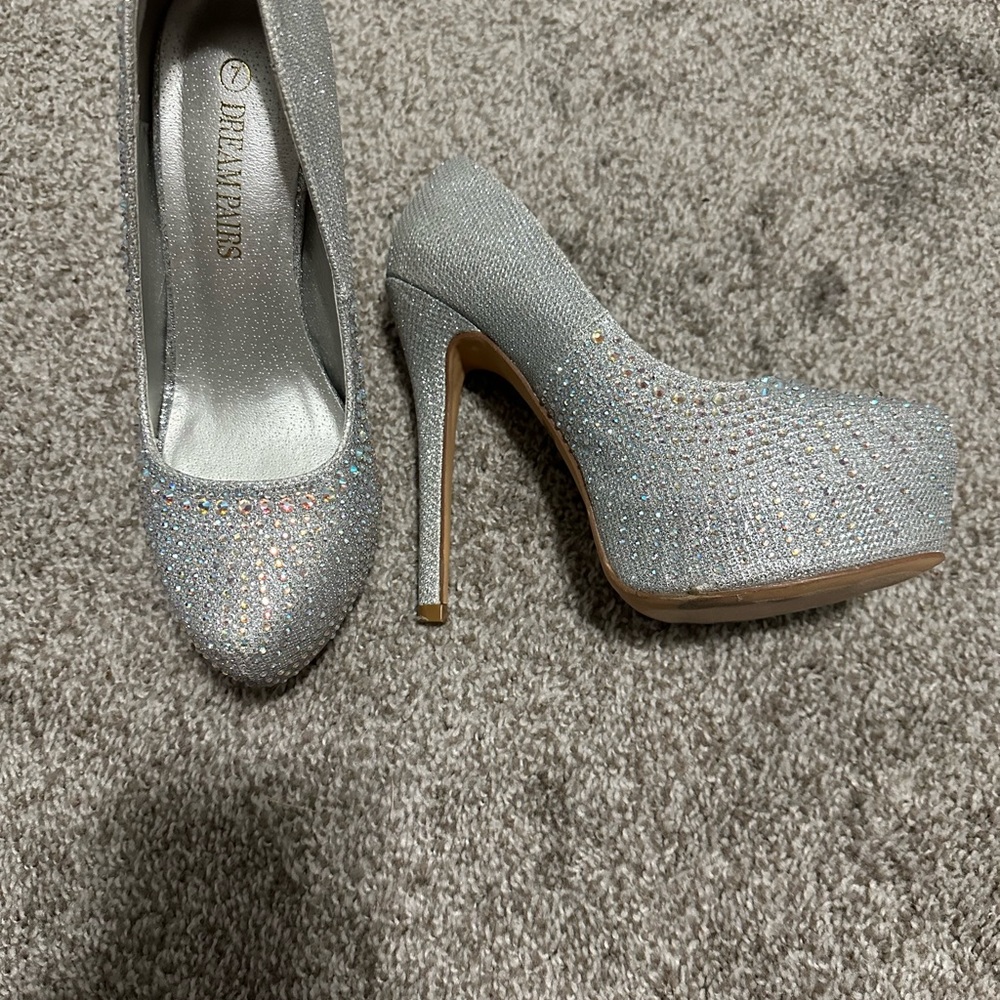 Rhinestone Silver Platform Pump - image 4
